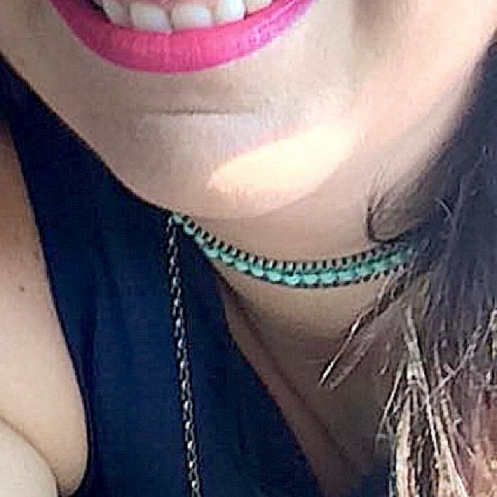 Silver, suede and Turquoise can be worn as choker necklace or bracelet